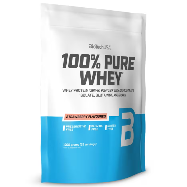 100% Pure Whey 1kg Morango, Biotech USA Biotech USA