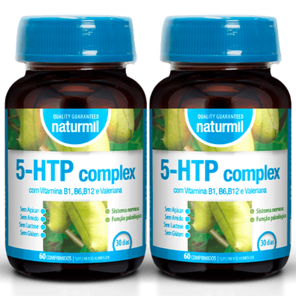 5-HTP Complex + Vitamina B1, B2, B3 e Valeriana (Pack 2X 60 comp - 60 Dias) Naturmil Naturmil