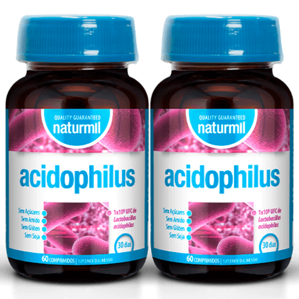 Acidophilus, Lactobacillus (Pack 2X 60 comp - 60 Dias) Naturmil Naturmil