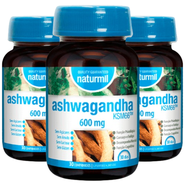 Ashwagandha KSM66 600mg (Pack 3X 30 Comp - 90 Dias) Naturmil Naturmil