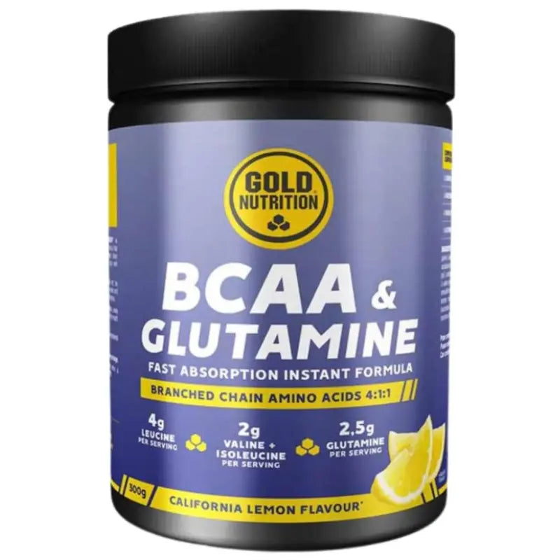 BCAA & Glutamine Powder 300g Limão, Gold Nutrition Gold Nutrition