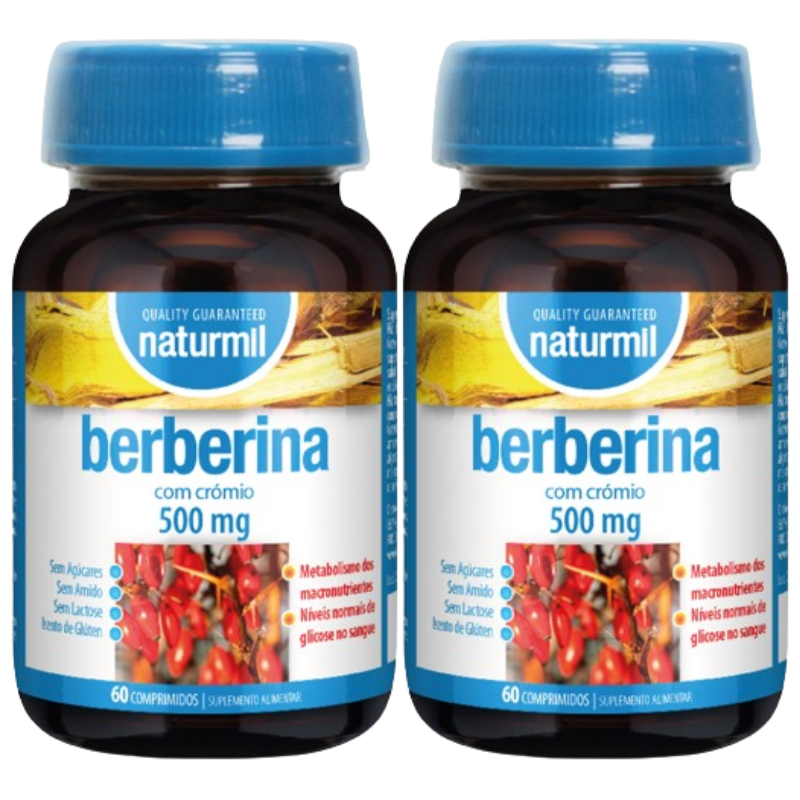 Berberina com Crómio 500mg, (Pack 2X 60 comprimidos) Naturmil Naturmil
