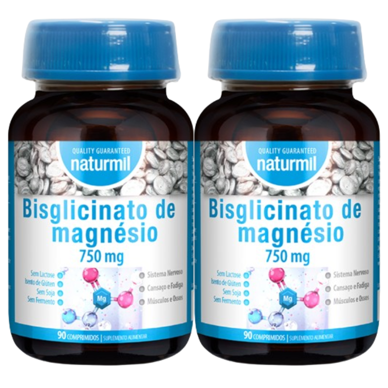 Bisglicinato de Magnésio 750mg (Pack 2X 90 Comp - 90 Dias) Naturmil Naturmil