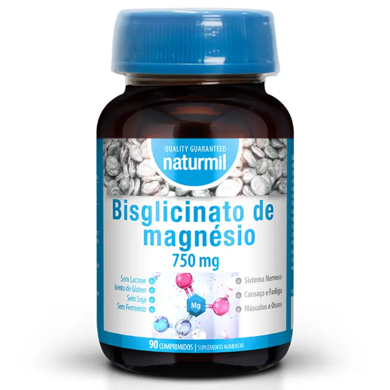 Bisglicinato de Magnésio 750mg, 90 Comprimidos, Naturmil Naturmil