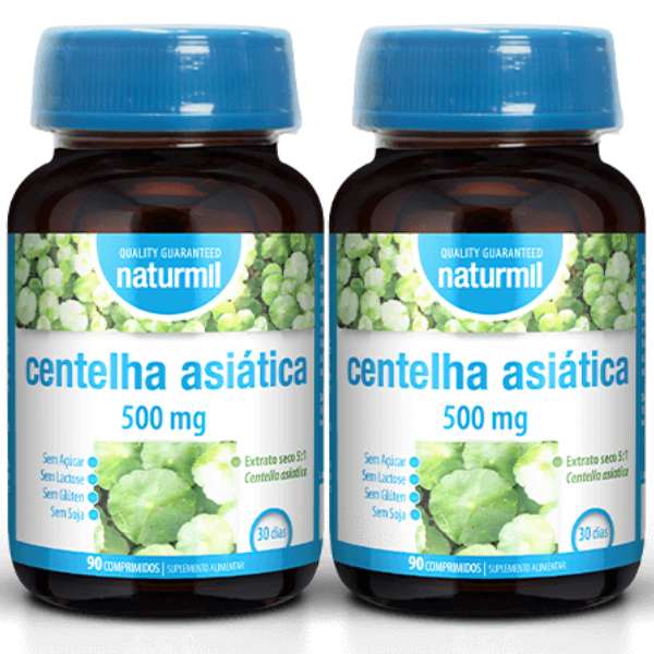 Centelha Asiática 500mg, Gotu Kola (Pack 2X 90 Comp - 60 Dias) Naturmil