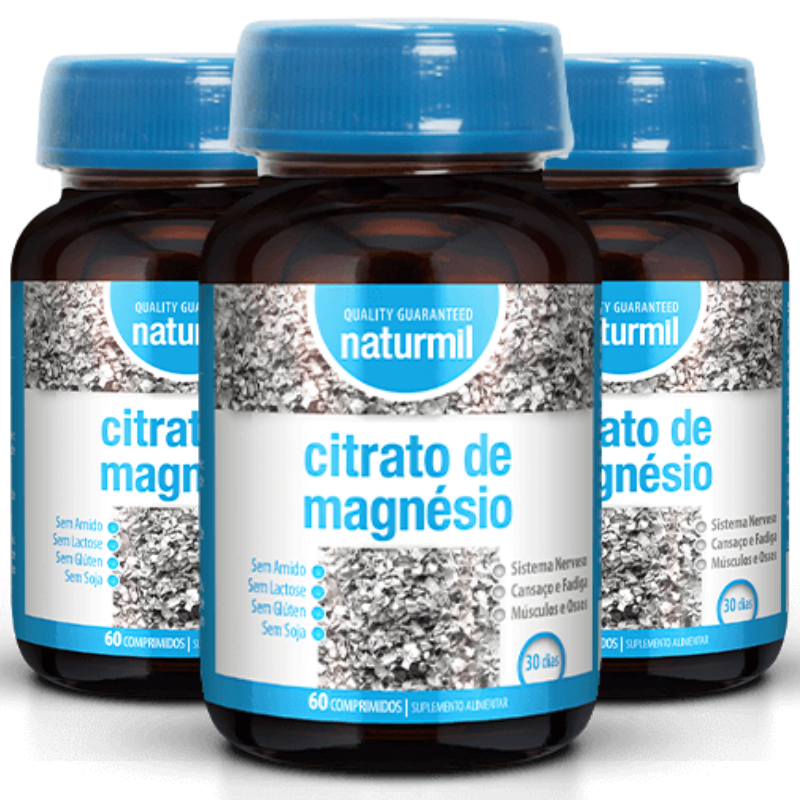 Citrato de Magnésio (Pack 3X 60 comp - 90 Dias) Naturmil Naturmil