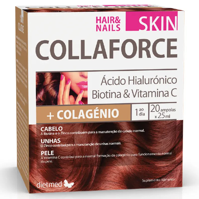 Collaforce Skin | Hair & Nails - Ácido Hialurónico + Biotina - 20 Ampolas de 25ml Dietmed