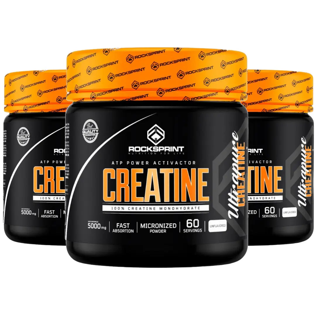 Creatina 300g - 100% Monohidratada / Micronizada - Rocksprint (03 Potes) Rocksprint