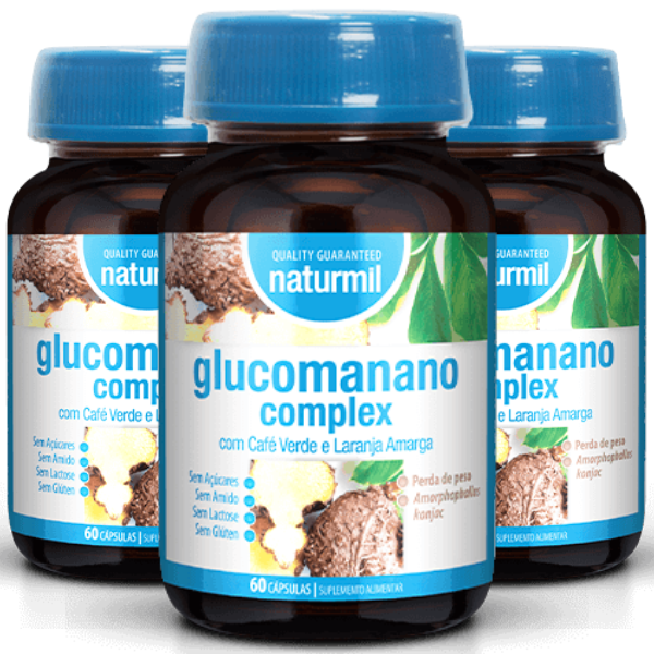 Glucomanano 500mg (Pack 3X 60 cáps - 30 Dias) Naturmil Naturmil