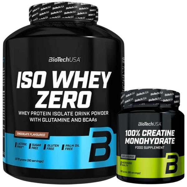 Pack - Iso Whey Zero 1816g Chocolate + 100% Monohidrato de Creatina 300g, Biotech USA