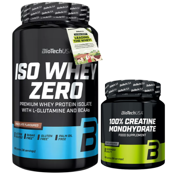 Pack - Iso Whey Zero 908g Chocolate + 100% Monohidrato de Creatina 300g, Biotech USA