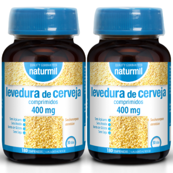 Levedura de Cerveja 400mg (Pack 2X 180 comp. - 60 Dias) Naturmil Naturmil