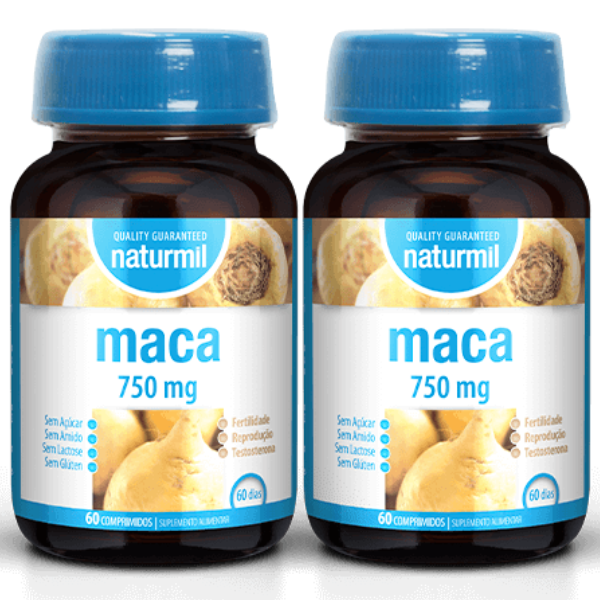 Maca 750mg + Zinco (Pack 2X 60 comp - 120 Dias) Naturmil Naturmil