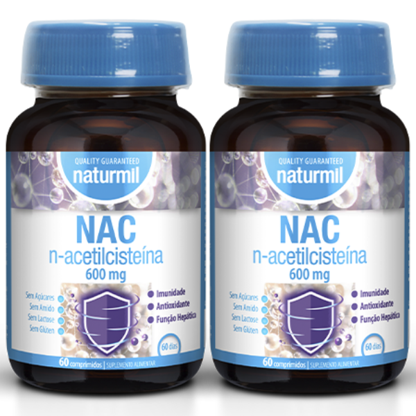 NAC N-Acetilcisteina 600mg (Pack 2X 60 Comp - 120 Dias) Naturmil Naturmil