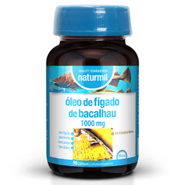 Óleo de Fígado de Bacalhau 1000mg, 90 cápsulas (30 Dias) Naturmil Naturmil