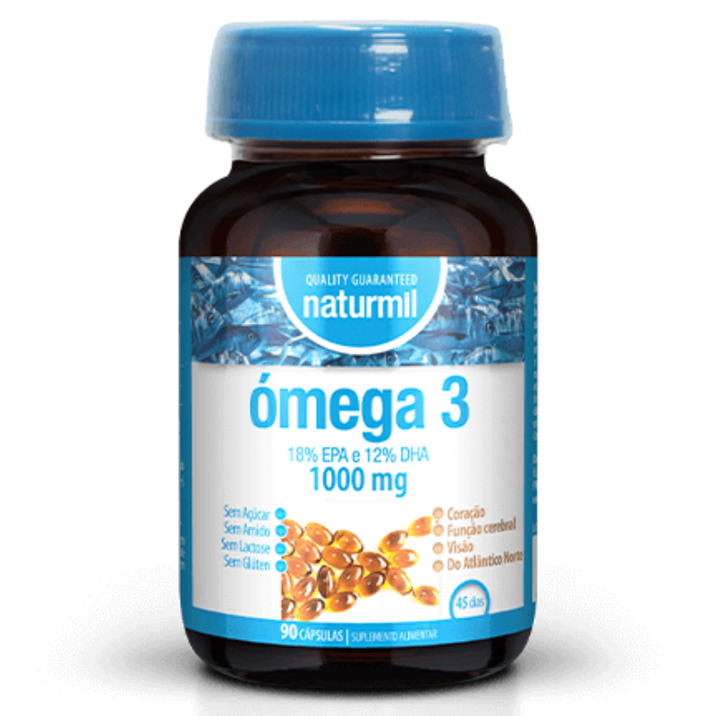 Ómega 3 1000mg, 18% EPA e 12% DHA, 90 cáps. Naturmil