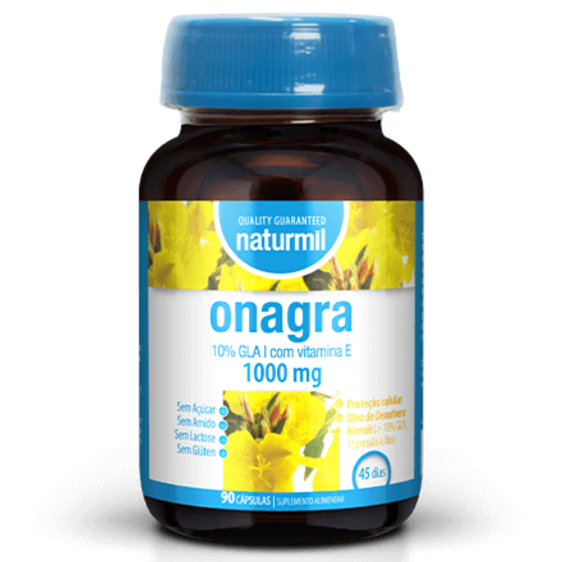 Onagra 10% GLA com Vitamina E 1000mg, 90 Cápsulas Naturmil Naturmil