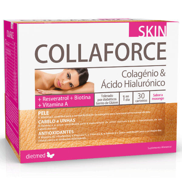 Collaforce Skin | Colagénio & Ácido Hialurónico + Resveratrol + Biotina + Vitamina A - 30 Carteiras, Dietmed Dietmed