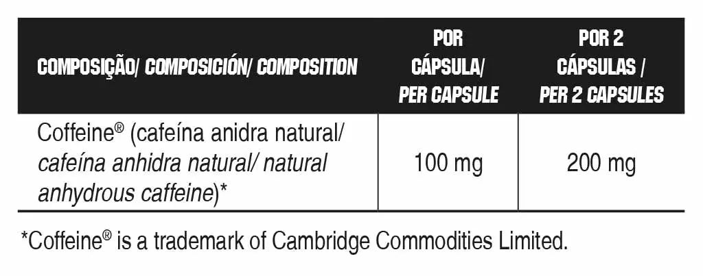 Caffeine Caps 100mg Gold Nutrition - Cafeína - 90 cáps. Gold Nutrition