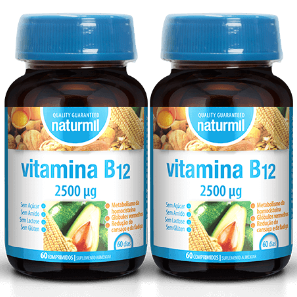 Vitamina B12 2500mcg, (Pack 2X 60 Comp - 120 Dias) Naturmil Naturmil