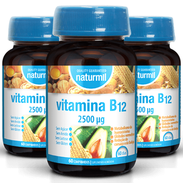 Vitamina B12 2500mcg, (Pack 3X 60 Comp - 180 Dias) Naturmil Naturmil