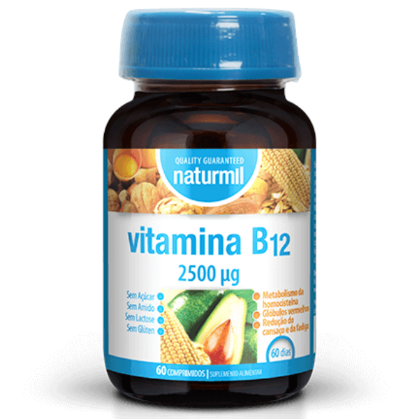 Vitamina B12 2500mcg, 60 Comprimidos, Naturmil Naturmil