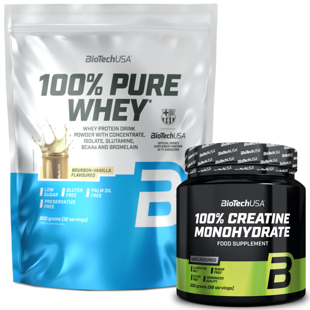 Pack - 100% Pure Whey 900g Baunilha + 100% Creatine Monohydrate 300g, Biotech USA Biotech USA
