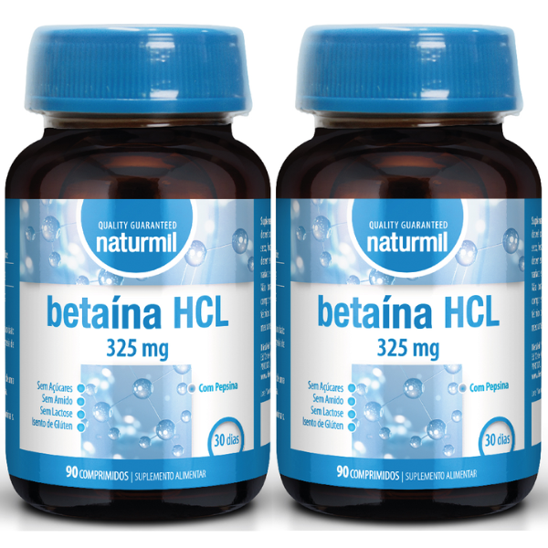 Betaína HCL 325mg (Pack 2X 90 comprimidos - 60 Dias) Naturmil