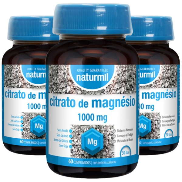 Citrato de Magnésio (Pack 3X 60 comp - 90 Dias) Naturmil Naturmil