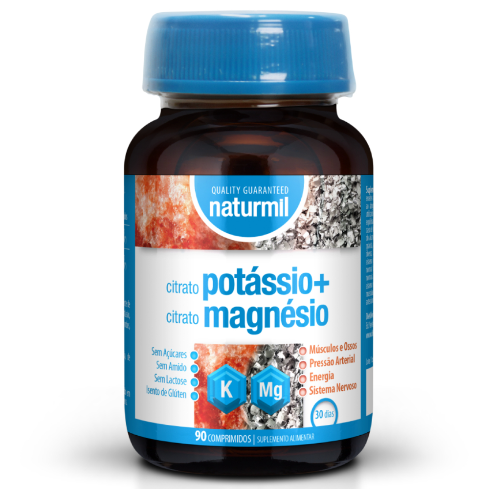 Citrato Potássio + Citrato Magnésio, 90 comps - Naturmil Naturmil