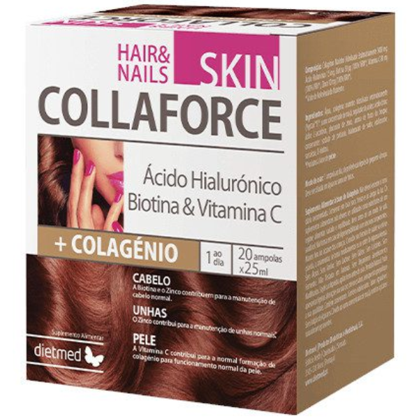 Collaforce Skin | Hair & Nails - Ácido Hialurónico + Biotina - 20 Ampolas de 25ml Dietmed Dietmed