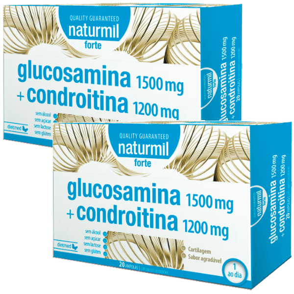 Glucosamina 1500mg + Condroitina 1200mg (Pack 2X 20 Ampolas - 40 dias) Naturmil Naturmil