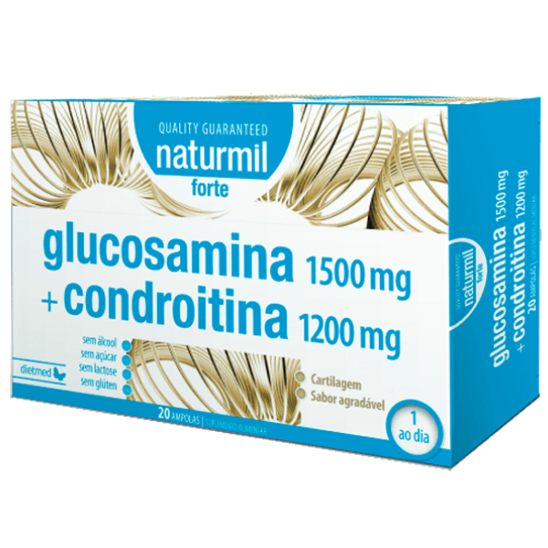 Glucosamina 1500mg + Condroitina 1200mg, 20 Ampolas, Naturmil (20 Dias) Naturmil