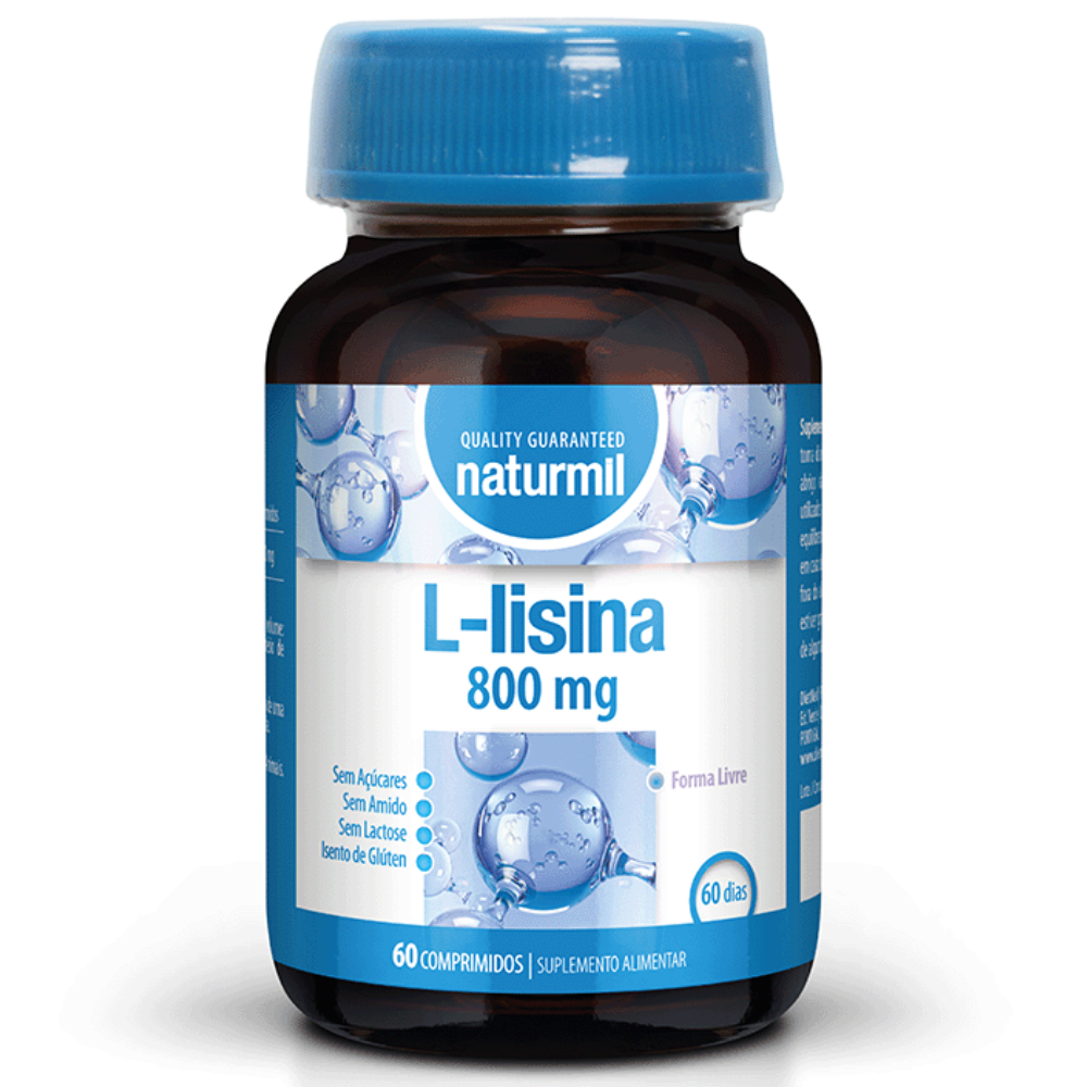 L-Lisina 800mg, 60 comprimidos (60 dias) Naturmil Naturmil