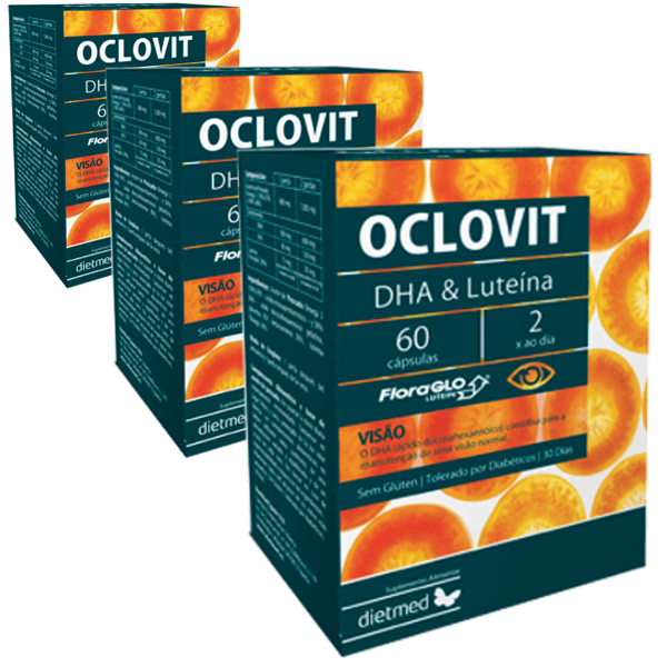 Oclovit - Luteína + DHA (Pack 3X 60 cáps) Vitamina Olhos e Visão Dietmed Dietmed