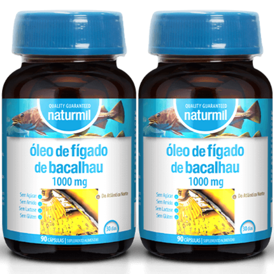 Óleo de Fígado de Bacalhau 1000mg (Pack 2X 90 cápsulas - 60 Dias) Naturmil Naturmil