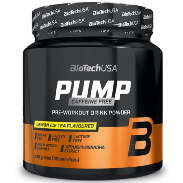 Pump Caffeine-Free Pre-Workout (Pré-treino sem Cafeína) 330g Ice Tea Limão, Biotech USA Biotech USA
