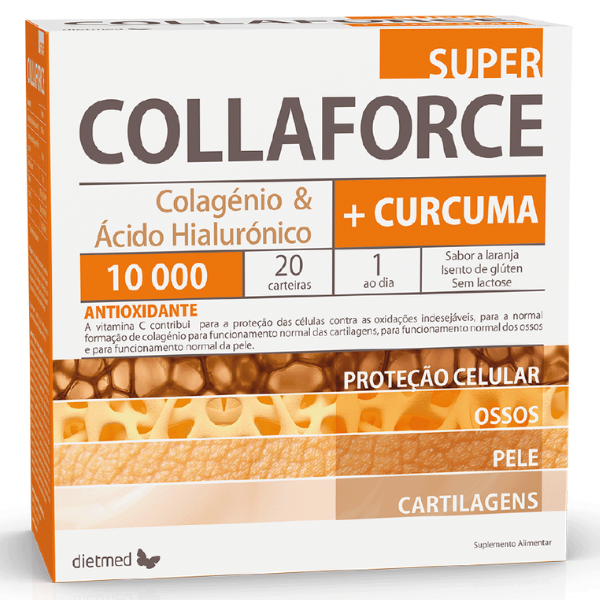 Super Collaforce Colagénio & Ácido Hialurónico + Curcuma 10.000mg - 20 Saquetas, Dietmed Dietmed