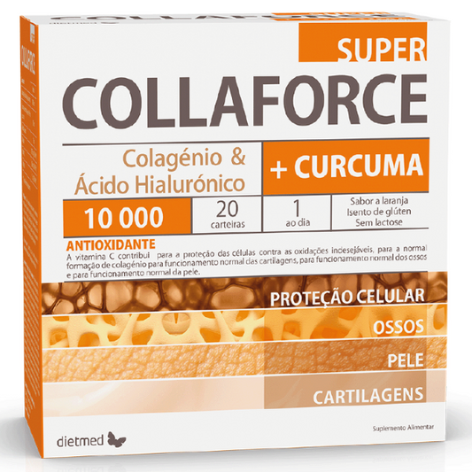 Super Collaforce Colagénio & Ácido Hialurónico + Curcuma 10.000mg - 20 Saquetas, Dietmed Dietmed