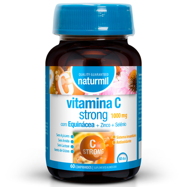 Vitamina C Strong 1000mg 60 comps (com Equinácea, Zinco e Selénio) - Naturmil Naturmil