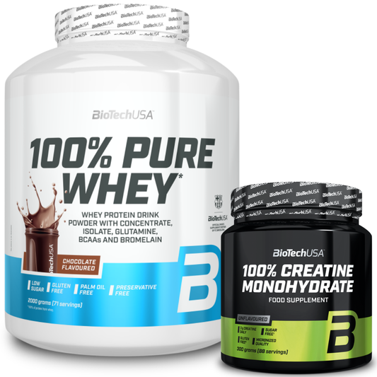 Pack - 100% Pure Whey 2kg Chocolate + 100% Creatine Monohydrate 300g, Biotech USA Biotech USA
